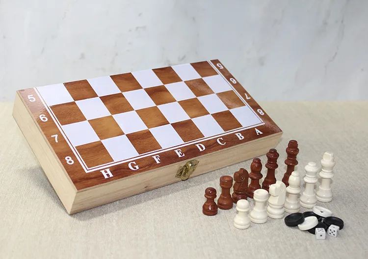 Wooden Boxed Chess och Backgammon Set - 3