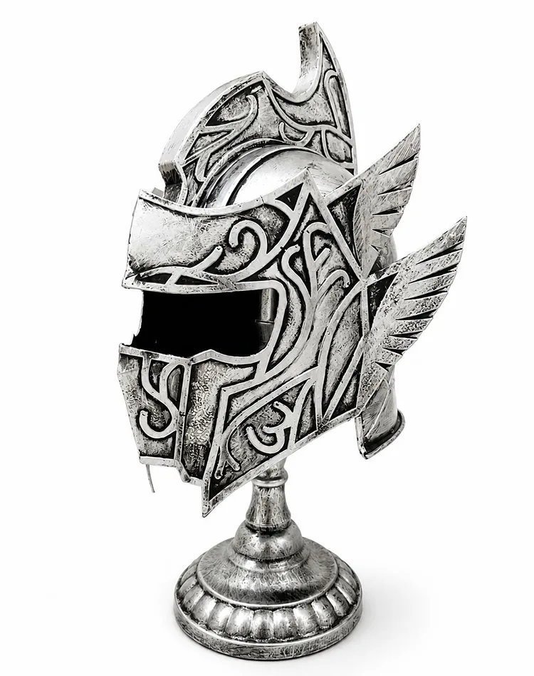 Fantastik Tasarımlı Miğfer Biblosu - Metal - 53x20 cm Dekoratif Obje