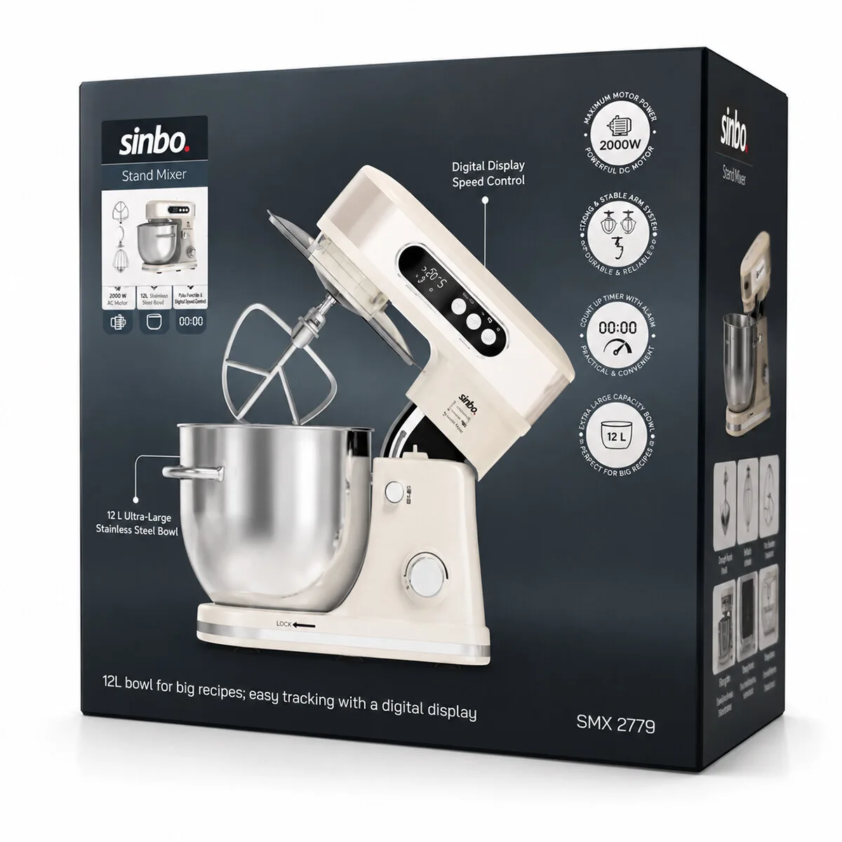 Sinbo Standlı Mikser ve Blender Seti - 12 Litre Hazne - 8 Kademeli Hız Ayarı