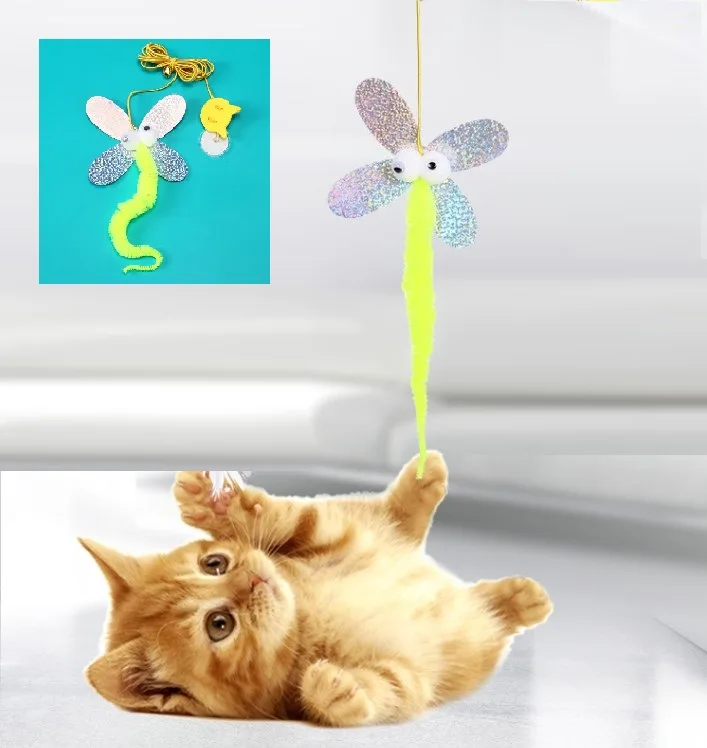 Kelebek Elastik Kendinden Yapışkanlı Kedi Oyun Oltası