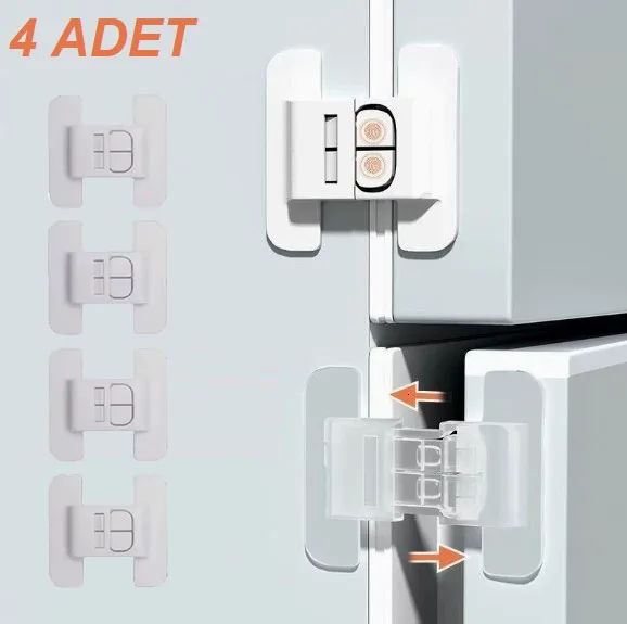 4 Adet Buzdolabı Çekmece ve Dolap Kapağı Çocuk Kilidi
