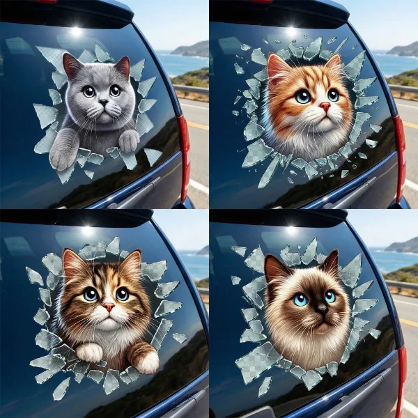 Kedi Tasarımlı Araç Stickerı
