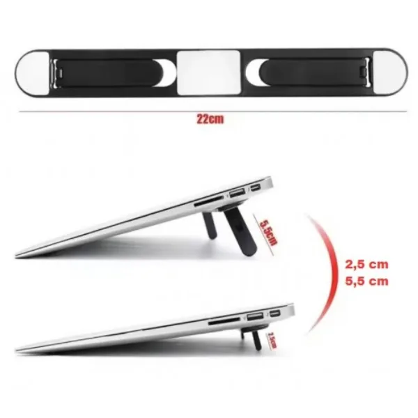 Black 2 Céim Foldable Agus greamaitheacha Laptop Stand