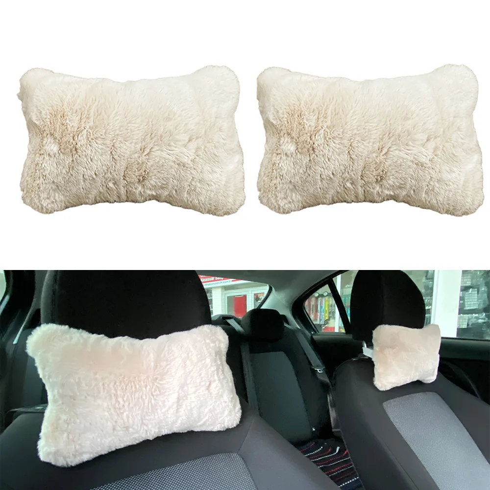 Yumuşak Peluş Ortopedik Araba Seyahat Boyun Yastığı 2'li Bej