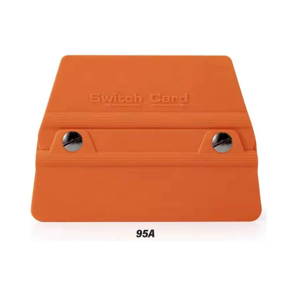 Switch Card Oval Kare Ragle PPF/TPH Cam Filmi Çekme Uygulama Aparatı Teflonlu 95A Sertlik 10x9cm Turuncu