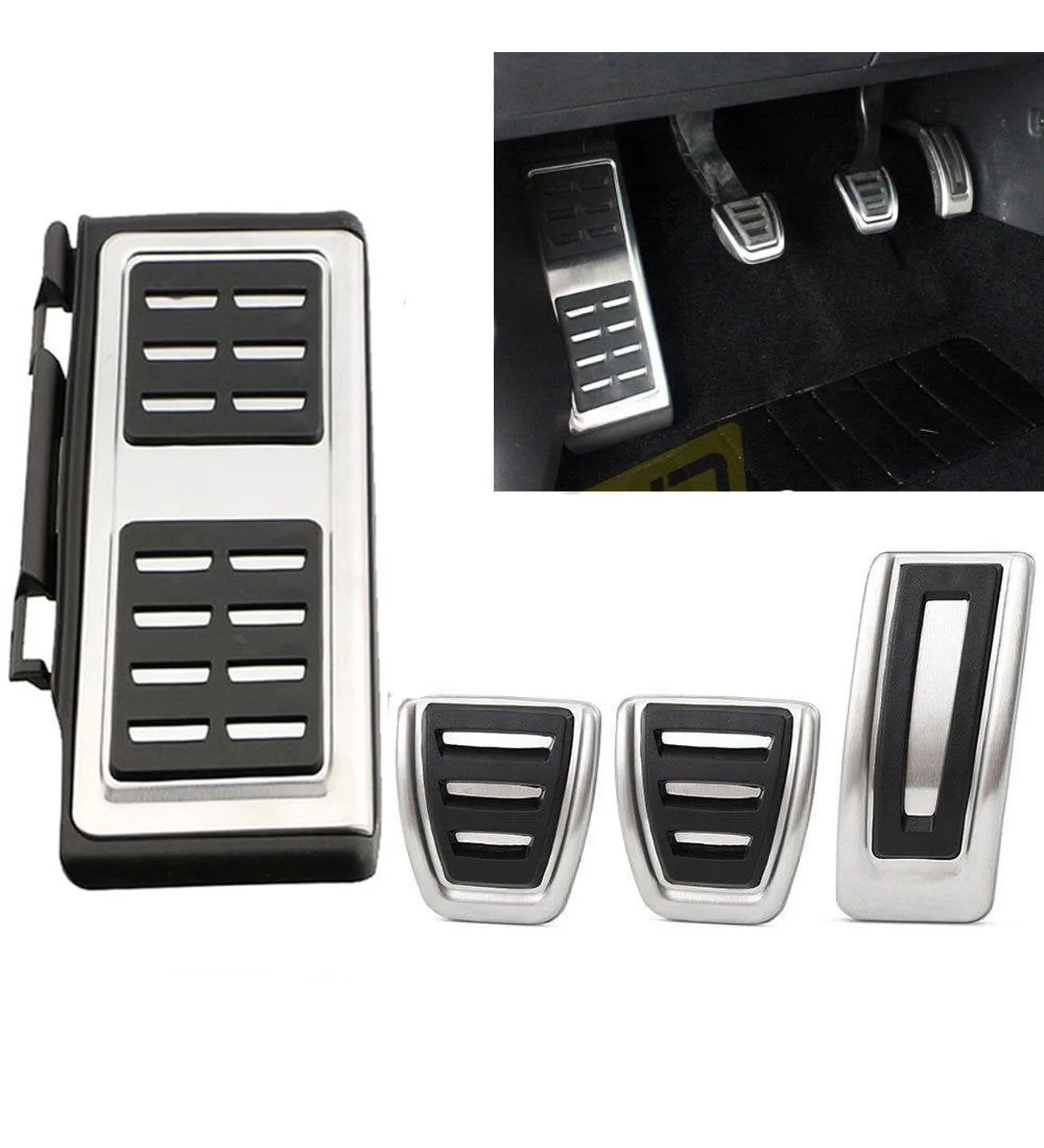 VW Golf 7 8 Passat B8 Tiguan 2 Touran 2 T-Roc T-Cross Arteon Polo 5 Uyumlu Geçme Manuel Pedal Seti 4 Parça Siyah Krom