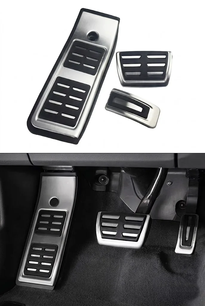 Audi A4 B9 A5 F5 2016-2023 Uyumlu Geçme Otomatik Pedal Seti 3 Parça Siyah Krom